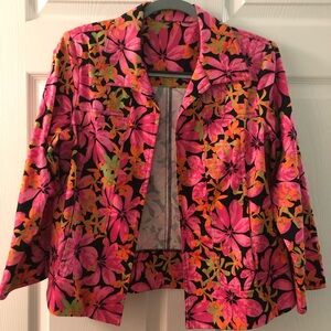 Jones New York Pink and Orange Floral Blazer